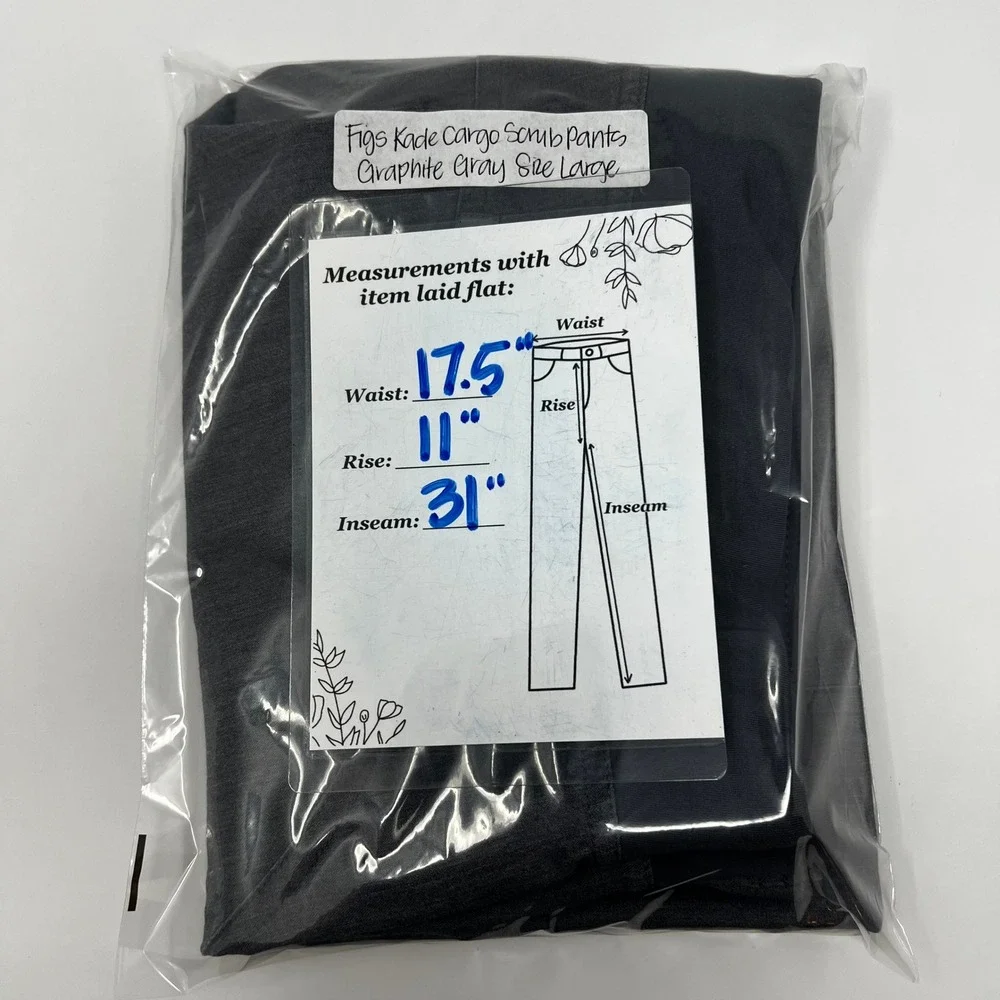 FIGS Kade Cargo Scrub Pants‎ Graphite Gray Technical Collection Large T21004